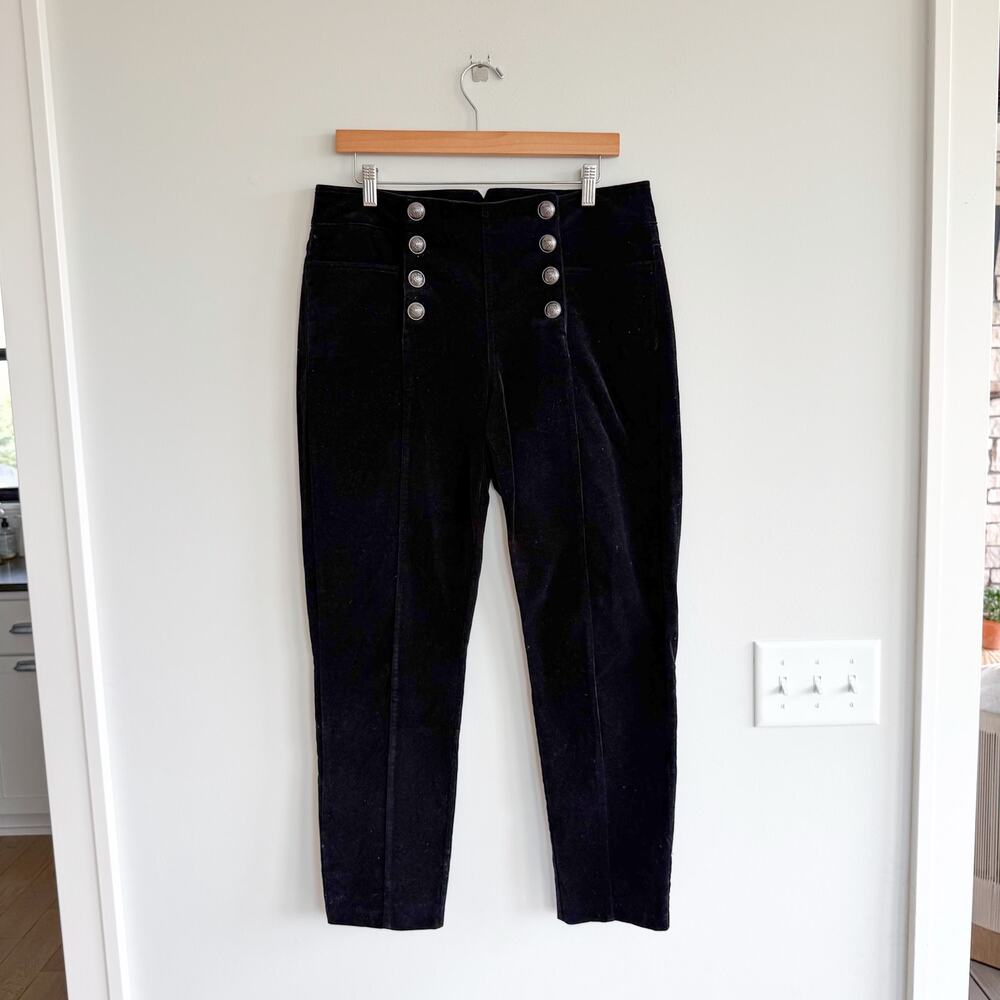 J. McLaughlin Hastings Velvet Sailor High Rise Skinny Leg Pants Black 12